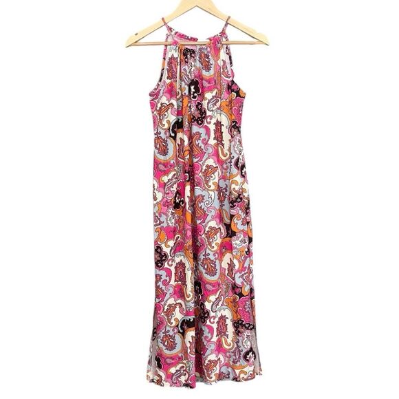 Jude Connally Pink Orange Paisley Maxi Dress Small - Picture 1 of 4